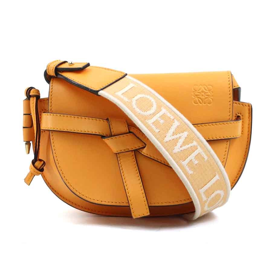 ロエベ LOEWE ショルダーバッグ ゲート デュアル ミニ レザー オレンジ レディース【中古】 90205g