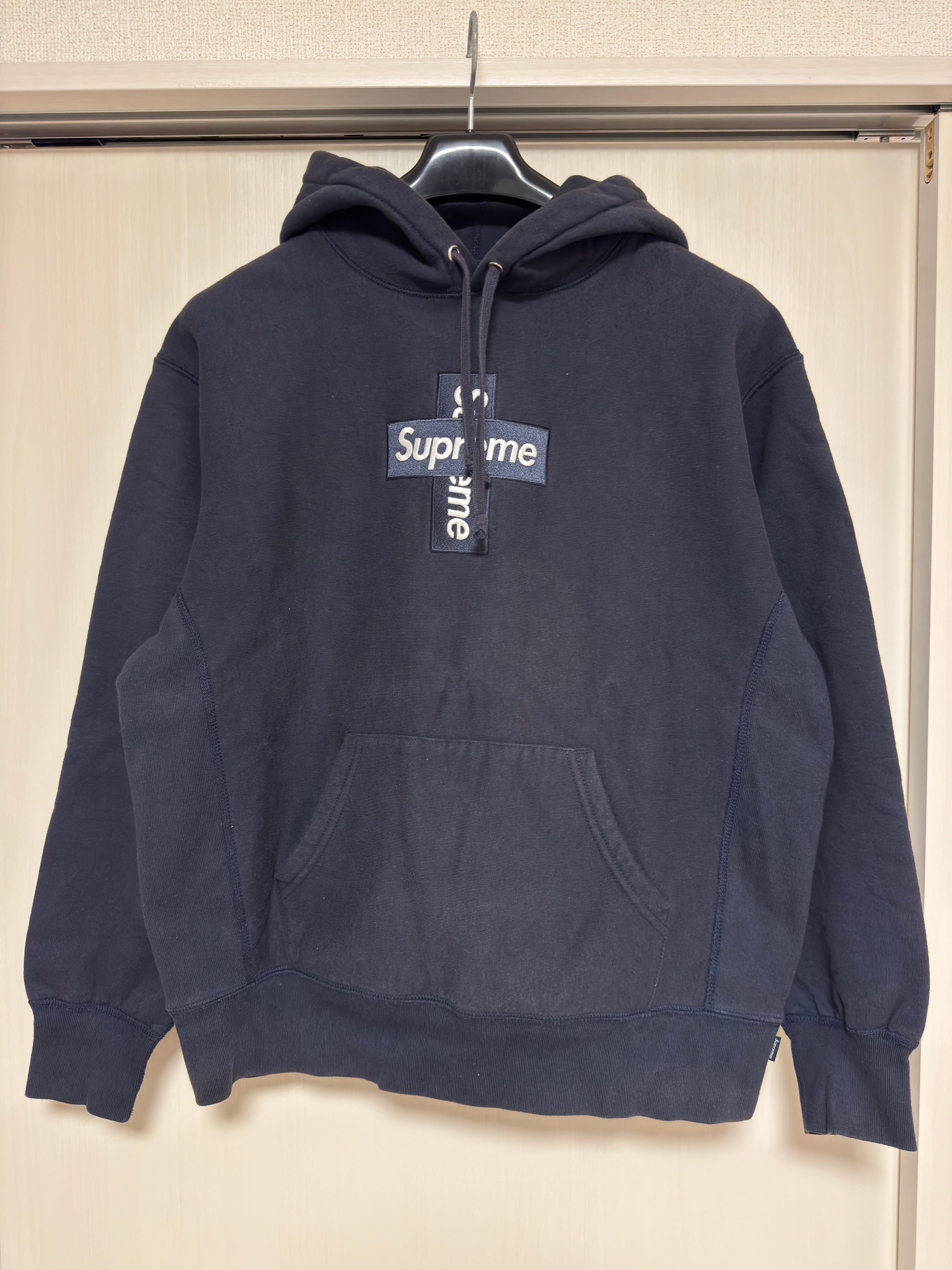 Supreme Cross Box Logo Hooded Sweatshirt "Navy"