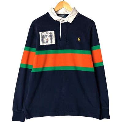 古着 ラルフローレン Ralph Lauren POLO by Ralph Lauren CLASSIC FIT ボーダー柄 長袖 ラガーシャツ メンズL相当/eaa589304