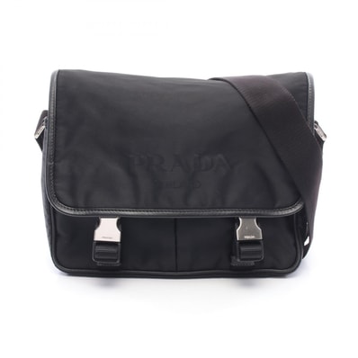 プラダ PRADA TESSUTO + SAFFI ショルダーバッグ バッグ ナイロン サフィアーノレザー メンズ レディース ブラック系 VA0769 【中古】