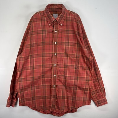 古着 ブルックスブラザーズ Brooks Brothers 長袖シャツ チェック 346 胸ポケ L オレンジ系 マルチカラー メンズ
