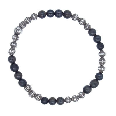 CHROME HEARTS クロムハーツ(原本無) ブレスレット 6mm BEAD ビーズ ブレスレット ブラック系 シルバー系【中古】