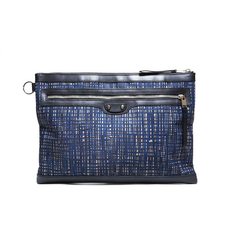 バレンシアガ BALENCIAGA クリップ ナイロン チェック クラッチバッグ【中古】