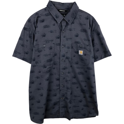 古着 カーハート Carhartt RELAXED FIT 総柄 半袖 ワークシャツ メンズXL相当/eaa634557