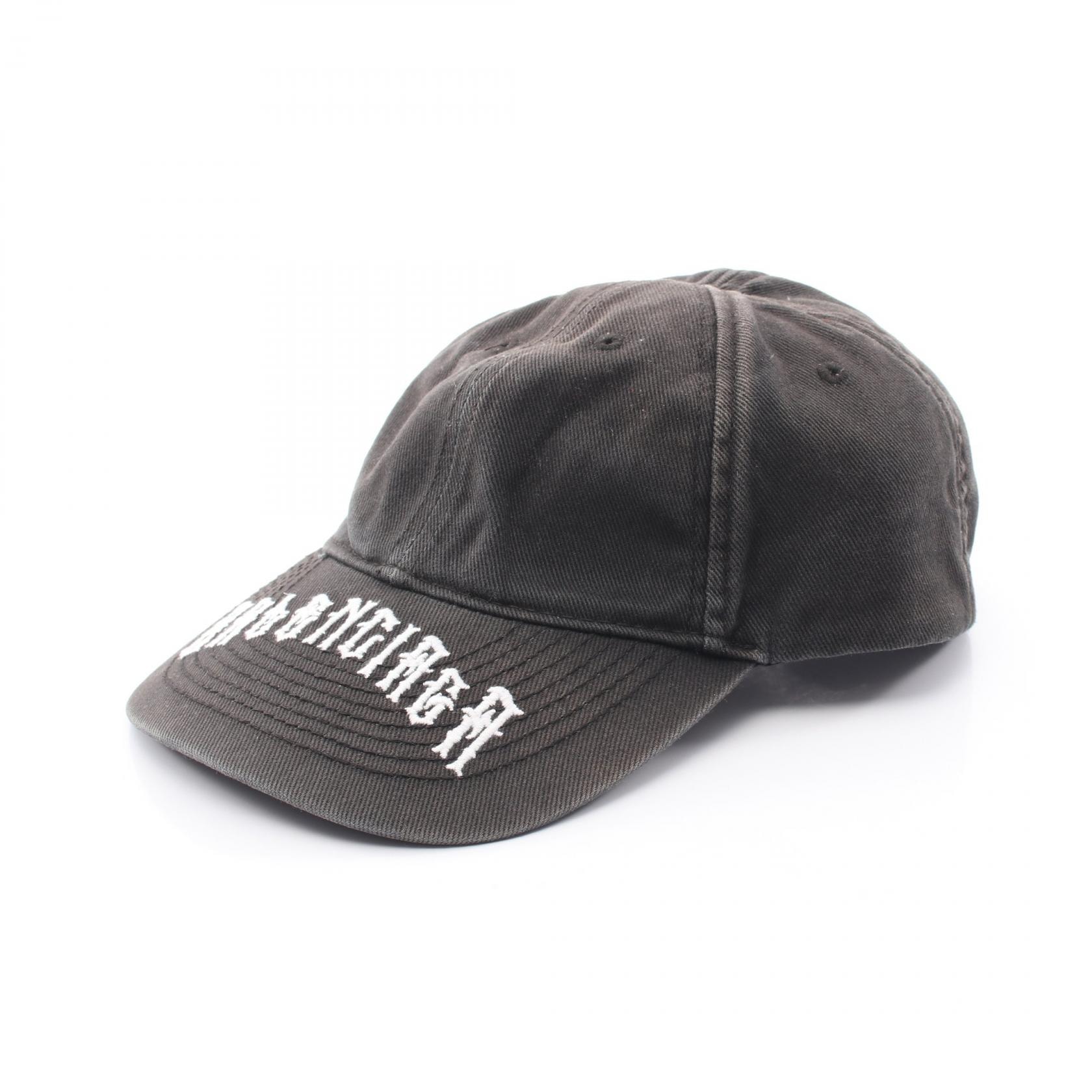 バレンシアガ BALENCIAGA TATTOO LOGO ユーズド加工 キャップ 帽子 コットン メンズ グレー系 【中古】