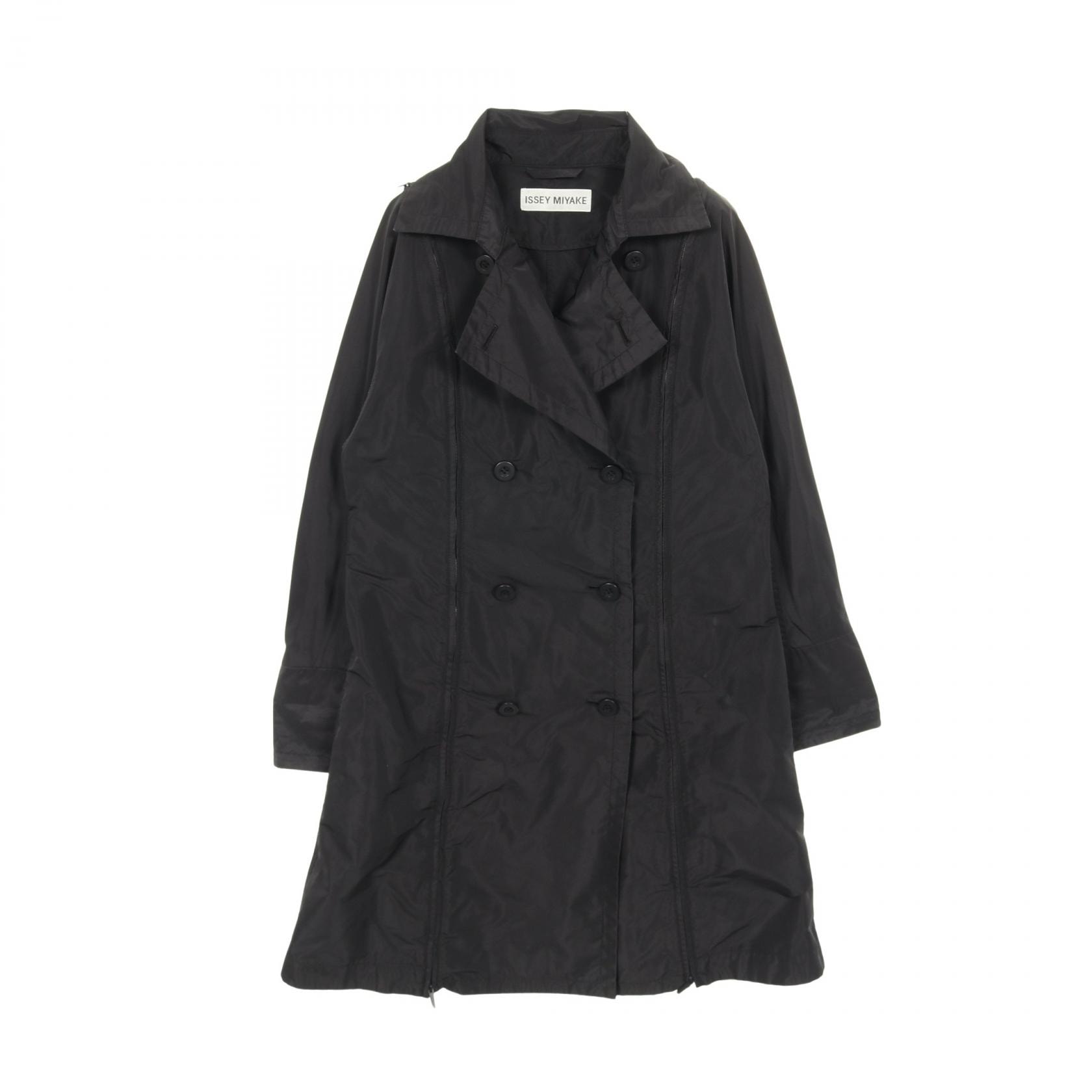イッセイミヤケ ISSEY MIYAKE ファスナーデザイン 変形 トレンチコート 衣料品 アウター ポリエスエル レディース ブラック系 IM33FA510 【中古】