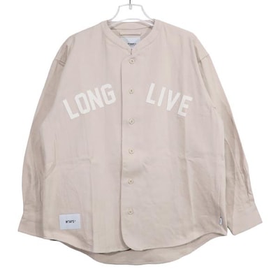 新品 WTAPS ダブルタップス 21AW LEAGUE/LS/COTTON.FLANNEL 212TQDT-SHM04 リーグ ロングスリーブ コットン フランネル シャツ LONG LIVE WTAPS ベージュ 長袖 サイズ01(S)