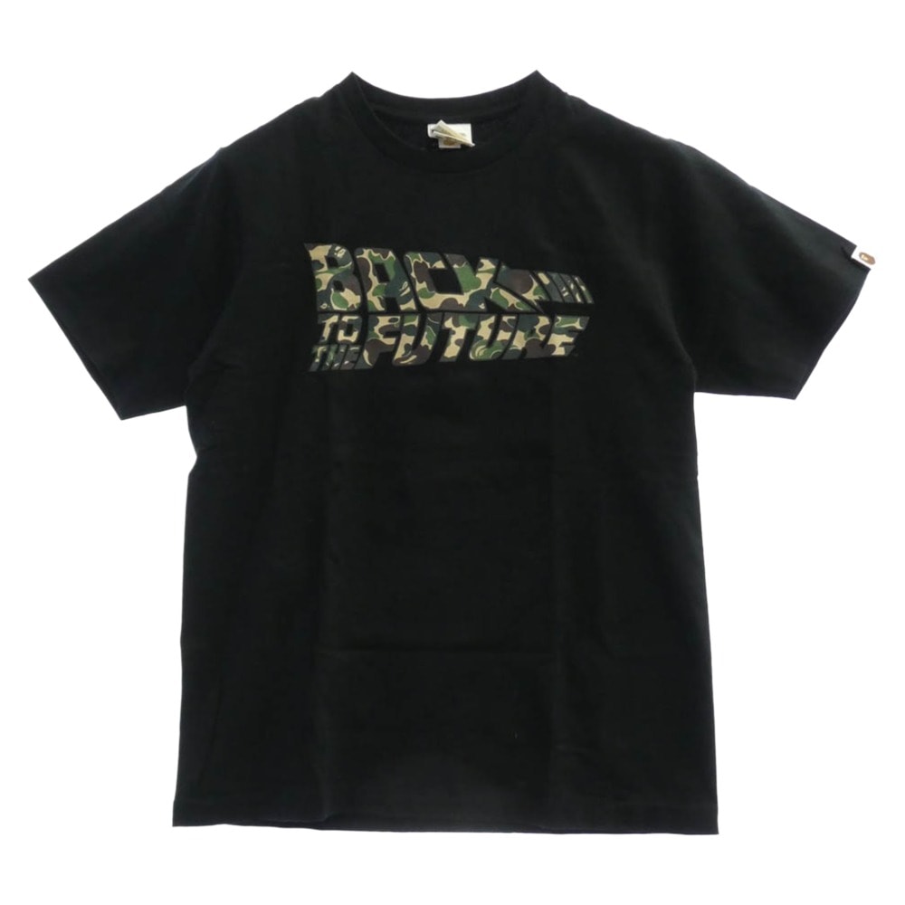 A BATHING APE アベイシングエイプ Tシャツ BACK TO THE FUTURE バックトゥザフューチャー カモフラロゴ クルーネック 半袖 Tシャツ ブラック系 M【中古】