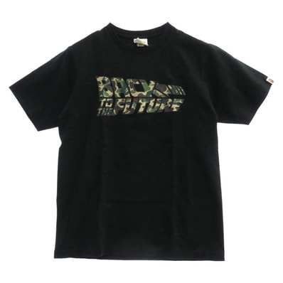 A BATHING APE アベイシングエイプ Tシャツ BACK TO THE FUTURE バックトゥザフューチャー カモフラロゴ クルーネック 半袖 Tシャツ ブラック系 M【中古】