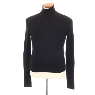 【中古】バレンシアガ BALENCIAGA GARDE-ROBE シルク ハイネック リブニット ブラック【サイズM】【メンズ】