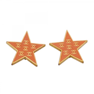 【6jdb0339-k】シャネル イヤリング ココマーク 星形 スター GPメッキ ゴールド オレンジ【中古】レディース