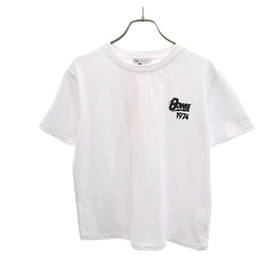 ZARA ザラ ポルトガル製 David Bowie 半袖 Tシャツ M ホワイト
