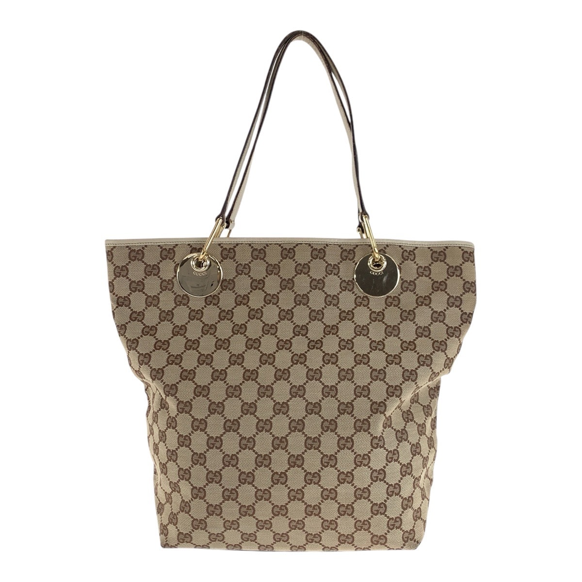 GUCCI グッチ ベージュ ブラウン ゴールド金具 GGキャンバス レザー/ トートバッグ ショルダーバッグ 505724 【中古】