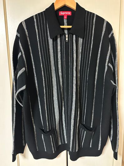 Supreme Speckle Stripe Zip Up Cardigan "Black"