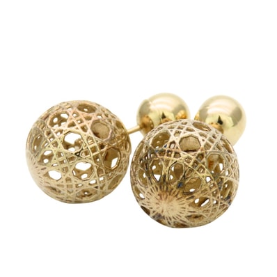 【中古】 クリスチャンディオール ピアス トライバル メタル くすみゴールド ボール メッキ アクセサリー レディース 女性 Christian Dior