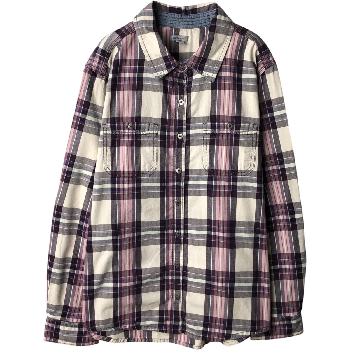 古着 カーハート Carhartt チェック柄 長袖 コットンチェックシャツ レディースL相当/eaa637807