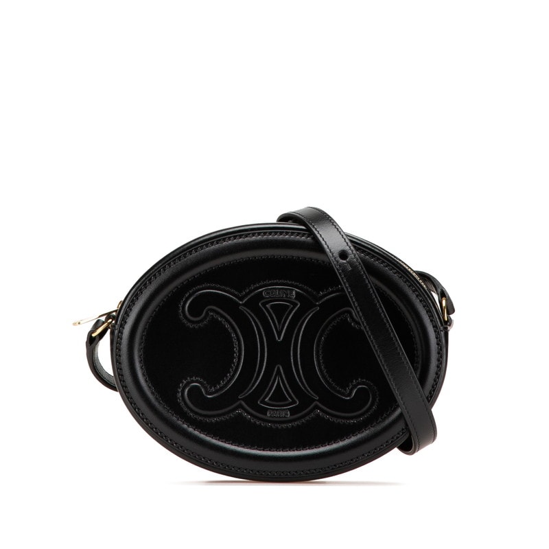 セリーヌ トリオンフ ショルダーバッグ ブラック レザー レディース CELINE 【中古】