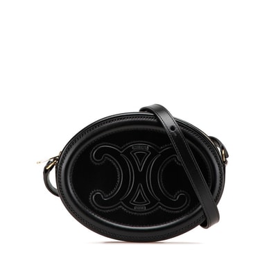 セリーヌ トリオンフ ショルダーバッグ ブラック レザー レディース CELINE 【中古】
