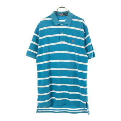 Polo by Ralph Lauren ポロバイラルフローレン ボーダー 半袖 ポロシャツ M ブルー系 鹿の子地