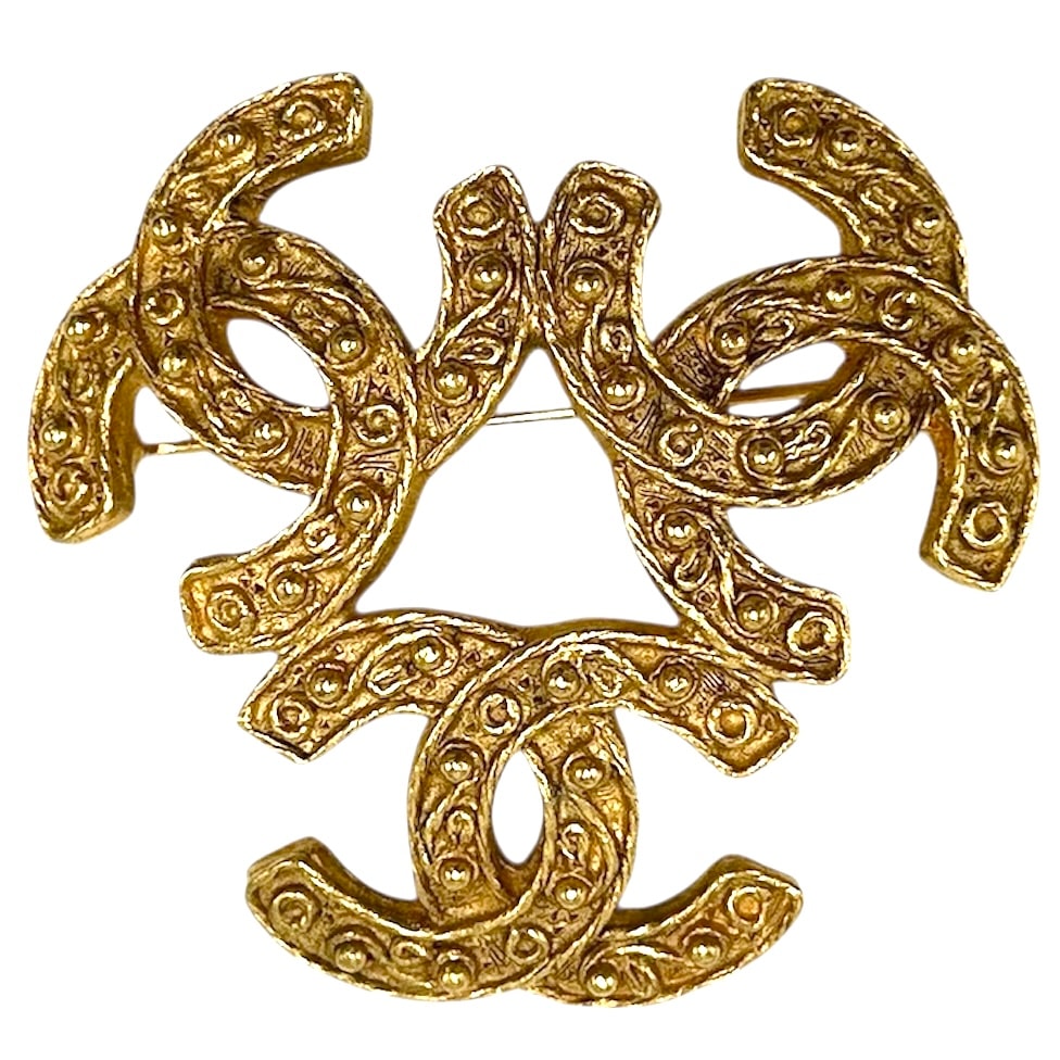 CHANEL シャネル ブローチ ココマーク トリプルココ アクセサリー ヴィンテージ GP    94A ゴールド レディース 約17.2g 1994年【中古品】