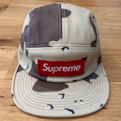 Supreme Leather Camp Cap Desert Camo レザー キャップ ボックスロゴ デザートカモ シュプリーム