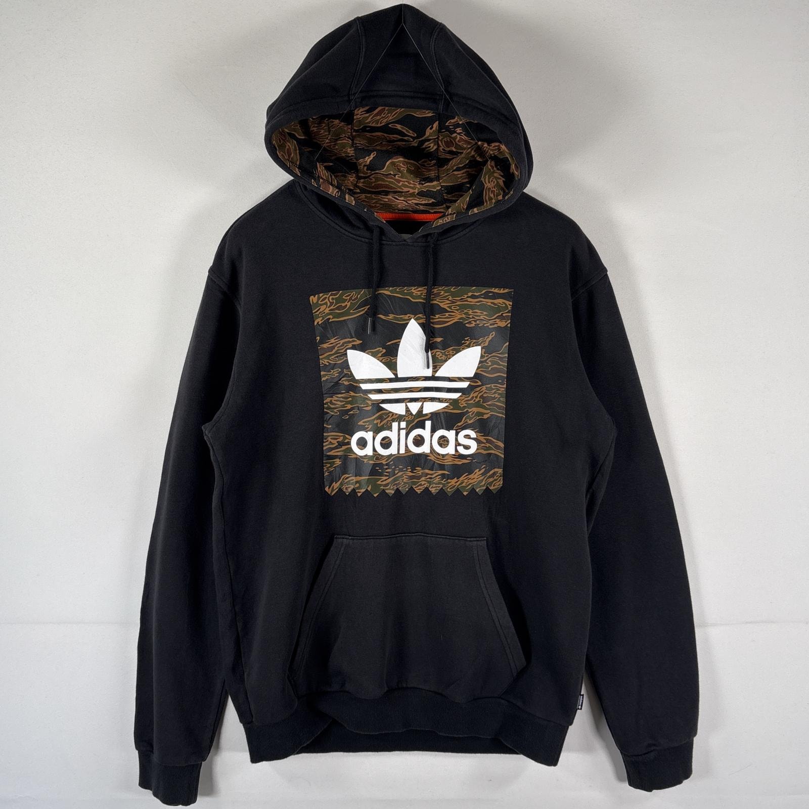 古着 チャンピオン Champion パーカー スウェット トレフォイルロゴ タイガーカモフラ プリント フーディ S  ブラック メンズ