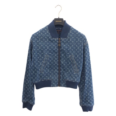 超美品 LOUIS VUITTON ルイヴィトン 25SS クロップド モノグラム デニム ボンバージャケット サイズ40 定価475,200円 ブルー ゴールド金具 コットン デニムジャケット Gジャン アウター 506822 【中古】