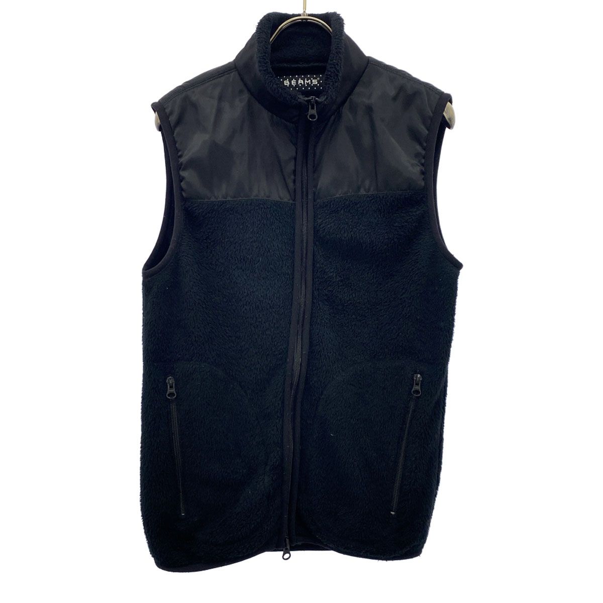 BEAMS ビームス ダブルジップ ベスト S ブラック ボアベスト