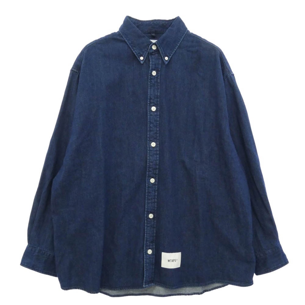 WTAPS ダブルタップス 23AW 232BRDT-SHM03 BD 04 LS COTTON DENIM インディゴ ボタンダウン デニム シャツ 03 ブルー系 X 03【美品】【中古】