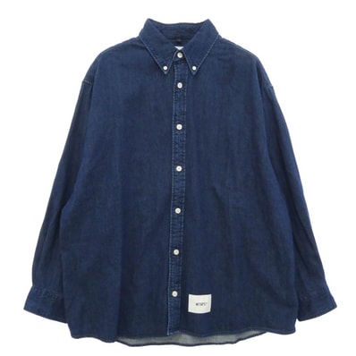 WTAPS ダブルタップス 23AW 232BRDT-SHM03 BD 04 LS COTTON DENIM インディゴ ボタンダウン デニム シャツ 03 ブルー系 X 03【美品】【中古】