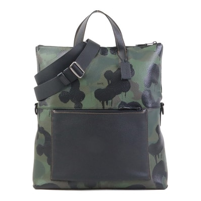 コーチ COACH ハンドバッグ ショルダーバッグ レザー ブラック×グリーン メンズ【中古】 h31501n