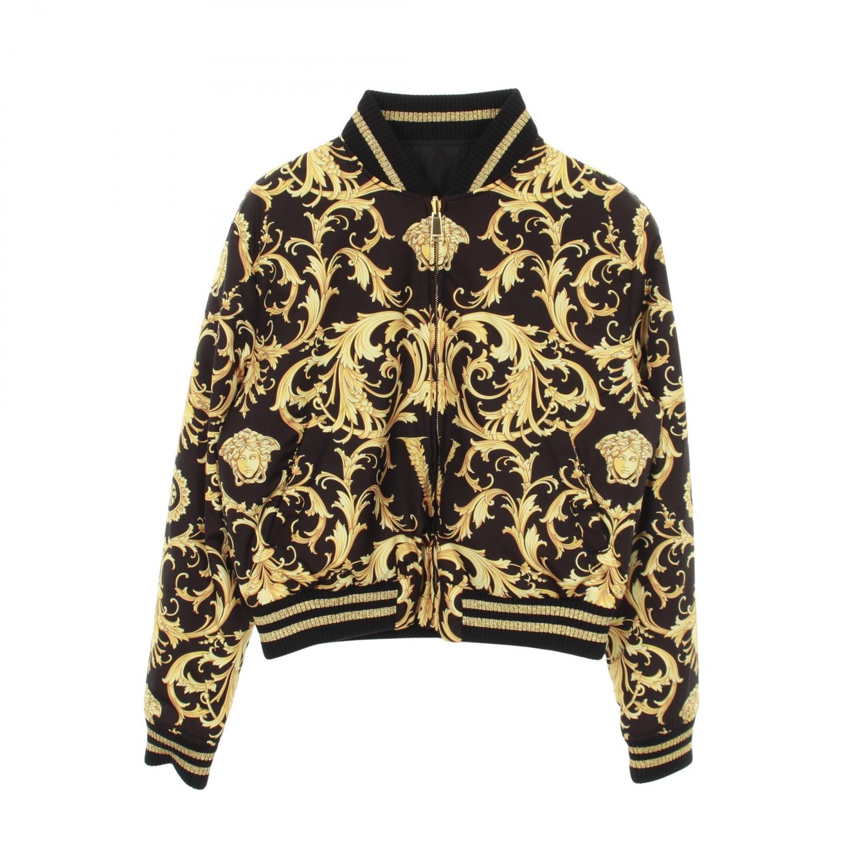 ヴェルサーチ VERSACE ブルゾン 衣料品 アウター ポリエステル レディース ブラック系 / イエロー系 【中古】