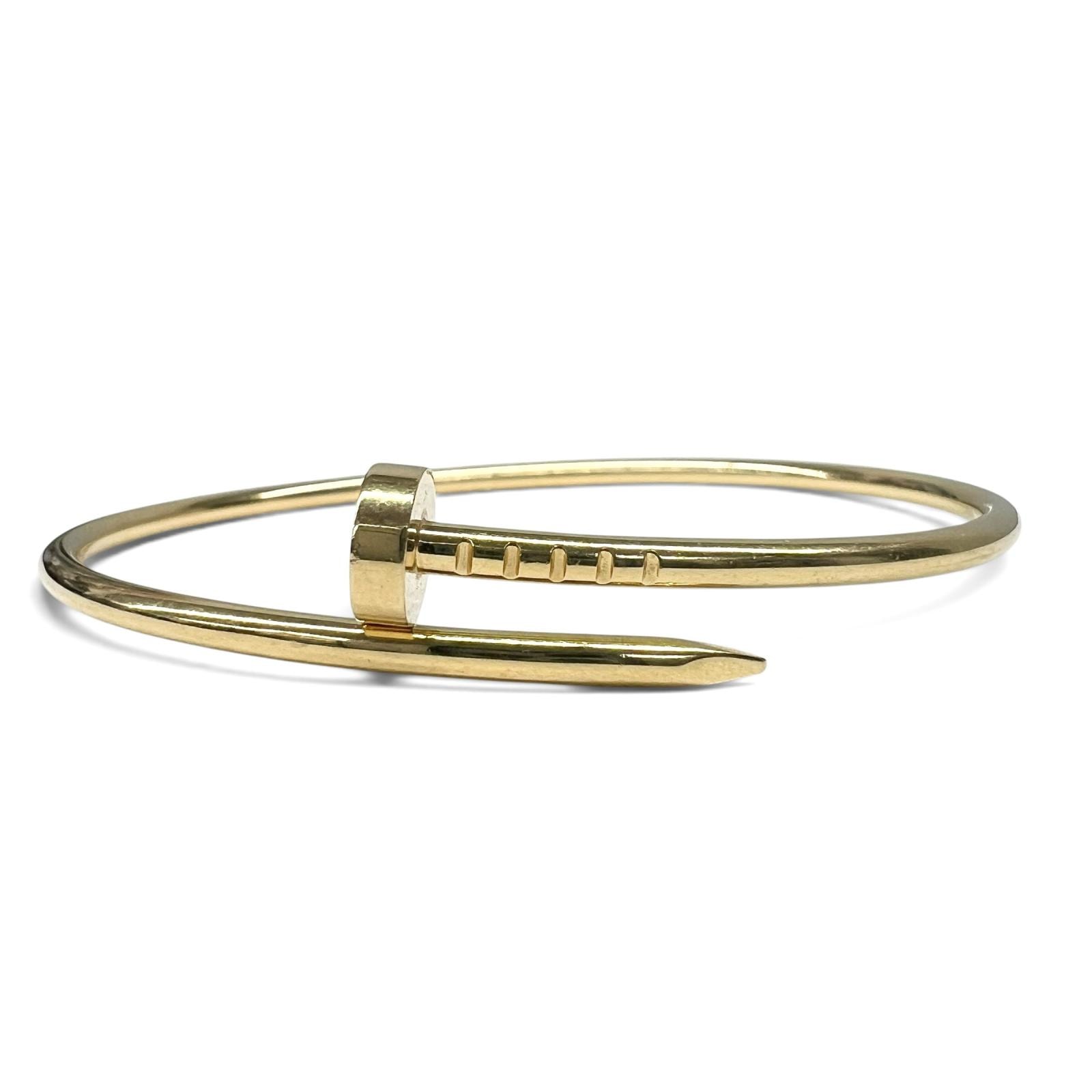 Cartier 美品 カルティエ ジュスト アン クル ブレスレット バングル #17 箱・ケース・ギャランティ付属 K18 YG イエローゴールド ジュエリー アクセサリー 金 ABランク 中古 鑑定済 カルティエブレスレット