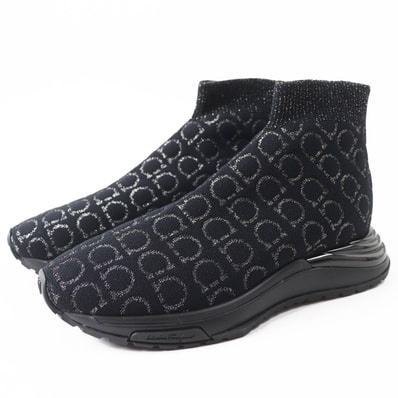 未使用品 サルヴァトーレフェラガモ スニーカー ブラック シルバー レディース 5.5