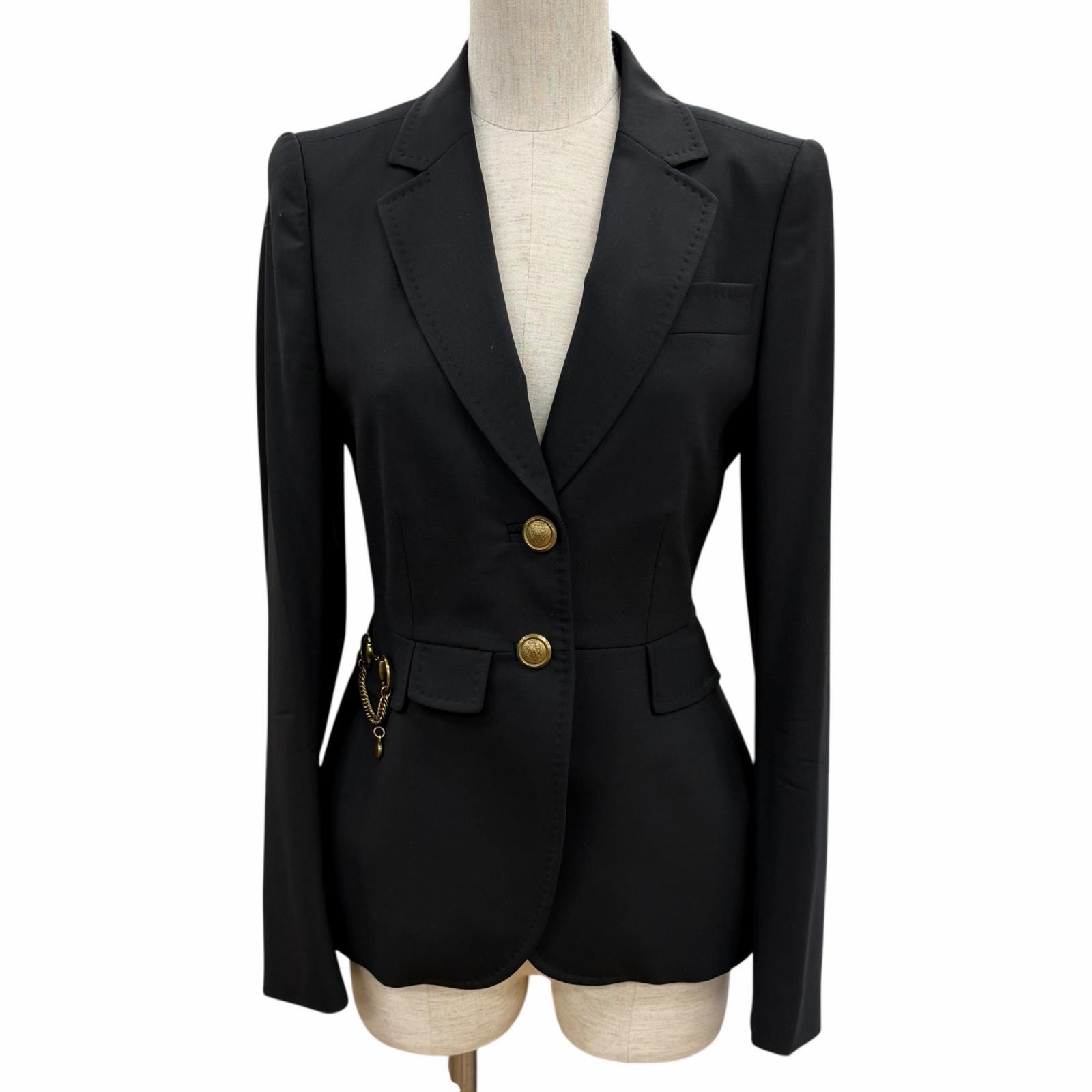 極美品 グッチ テーラードジャケット ブラック レディース 38