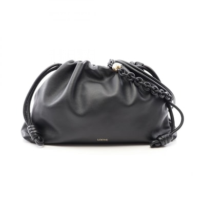 ロエベ LOEWE フラメンコ パース ラージ 2WAY ショルダーバッグ バッグ レザー レディース ブラック系 【中古】