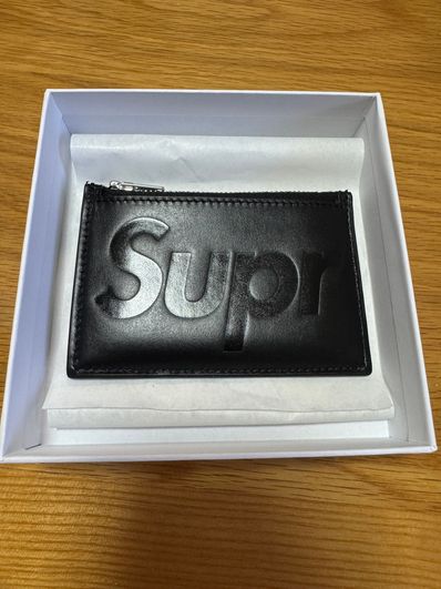 Supreme Leather Zip Card Holder (25SS) "Black"