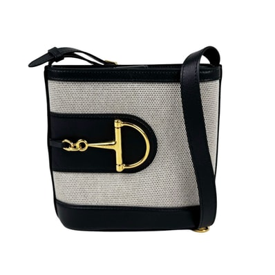 グッチ GUCCI ショルダーバッグ グッチ73 スモール バケット レザー/キャンバス ブラック レディース 833665【中古】 z11301