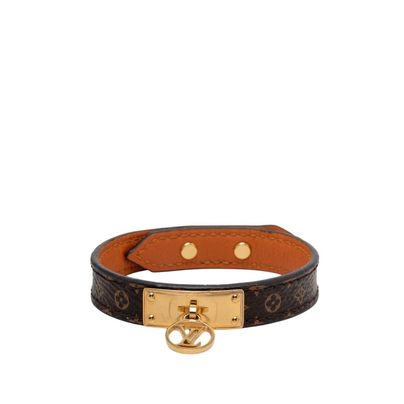 ルイ ヴィトン モノグラム ブラスレ ロゴマニア ブレスレット M4150F ブラウン PVC レザー レディース LOUIS VUITTON 【中古】
