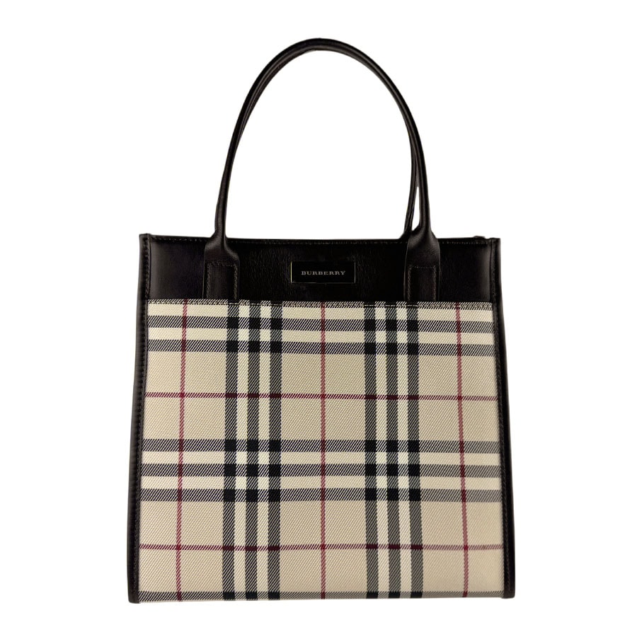 バーバリー BURBERRY ハンドバッグ ナイロンキャンバス/レザー ブラウン×ベージュ レディース【中古】 z7502