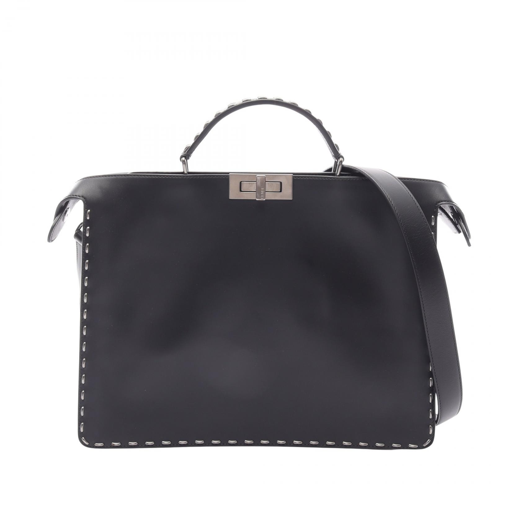 フェンディ FENDI ピーカブー アイシーユー ミディアム 2WAY ハンドバッグ バッグ レザー メンズ ブラック系 7VA529 【中古】