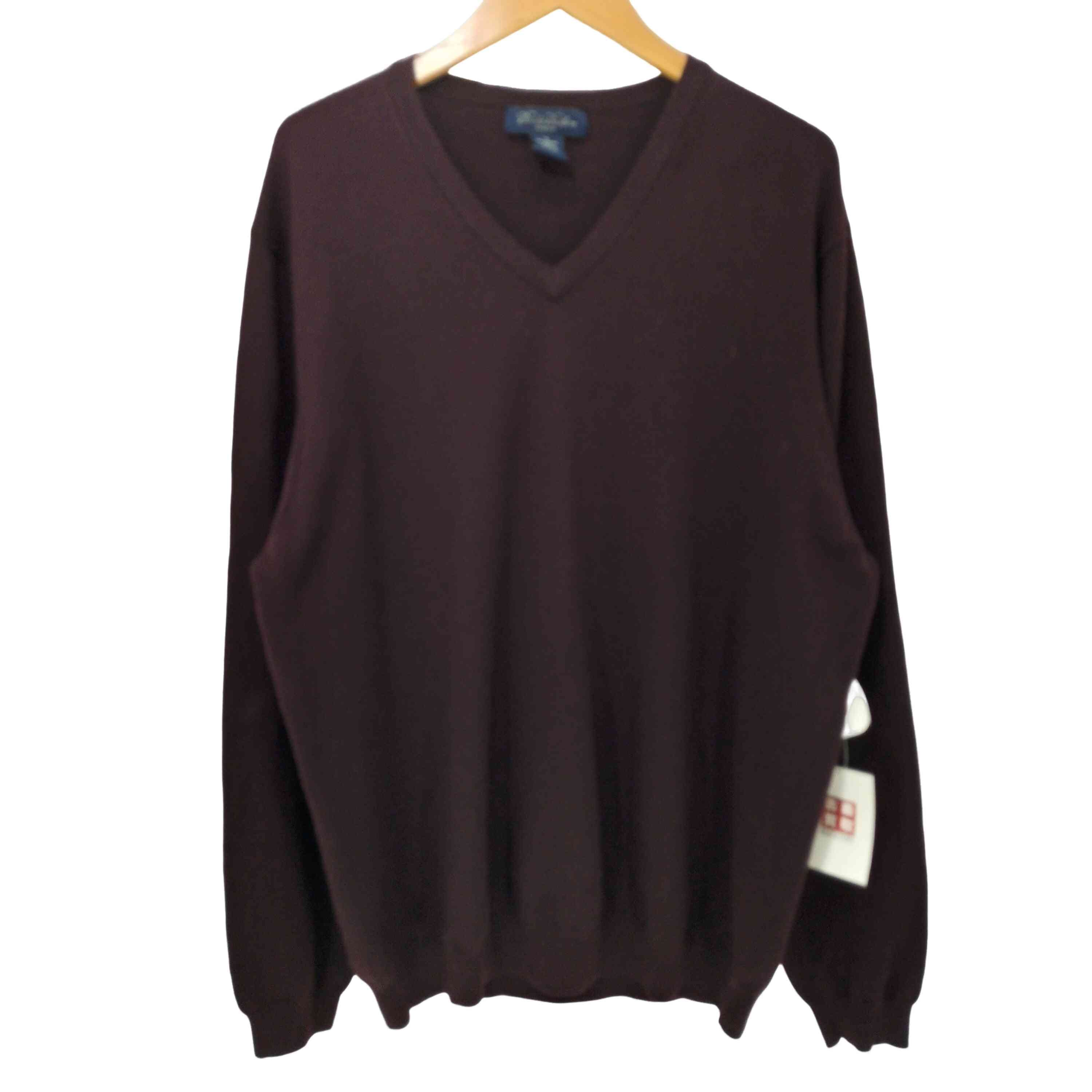 STRETCH メリノウール Vネック ニットセーター【1142436706138】