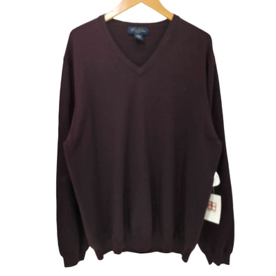STRETCH メリノウール Vネック ニットセーター【1142436706138】