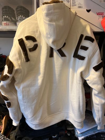 Supreme Faux Fur Lined Zip Up Hooded Sweatshirt "Natural"