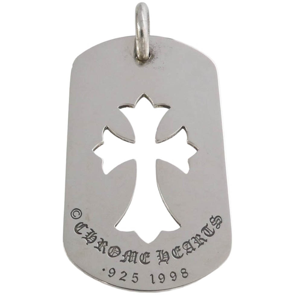 CHROME HEARTS クロムハーツ(原本無) D TAG LRG CO CROSS カットアウト クロス ラージ ドッグタグ ネックレストップ シルバー系【中古】