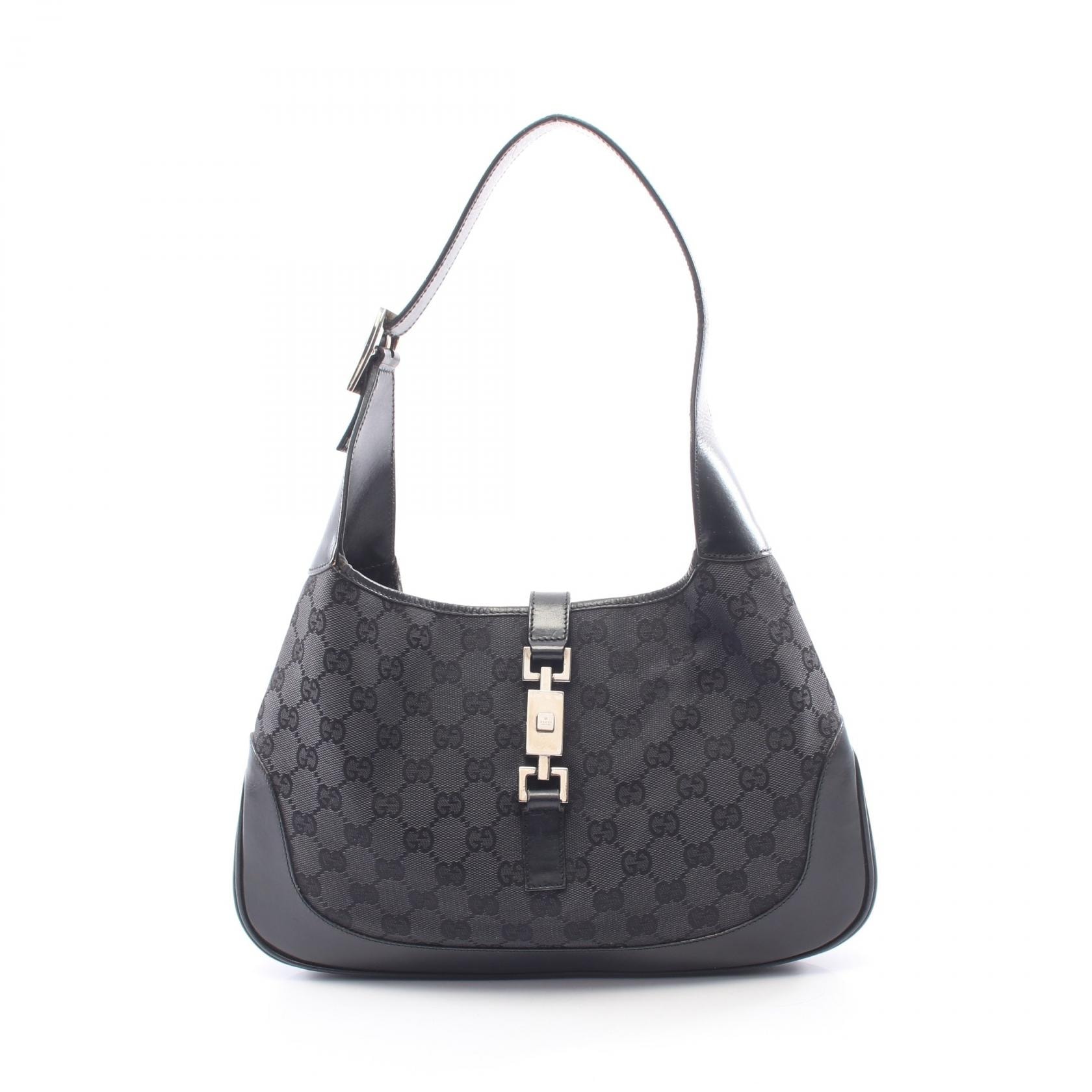 グッチ GUCCI ジャッキー GGキャンバス ショルダーバッグ バッグ キャンバスレザー レディース ブラック系 001・3306 【中古】