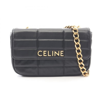 セリーヌ CELINE モノクローム ショルダーバッグ バッグ レザー レディース ブラック系 111273 【中古】