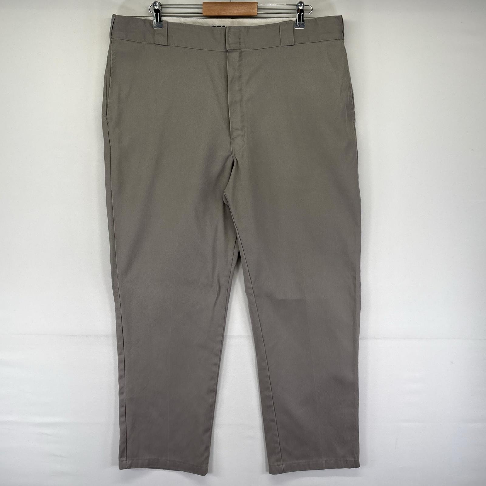 古着 ディッキーズ Dickies パンツ チノパン ストレート ワンポイントロゴ 大きいサイズ ジッパーフライ 874 W42 L32  グレー系 メンズ