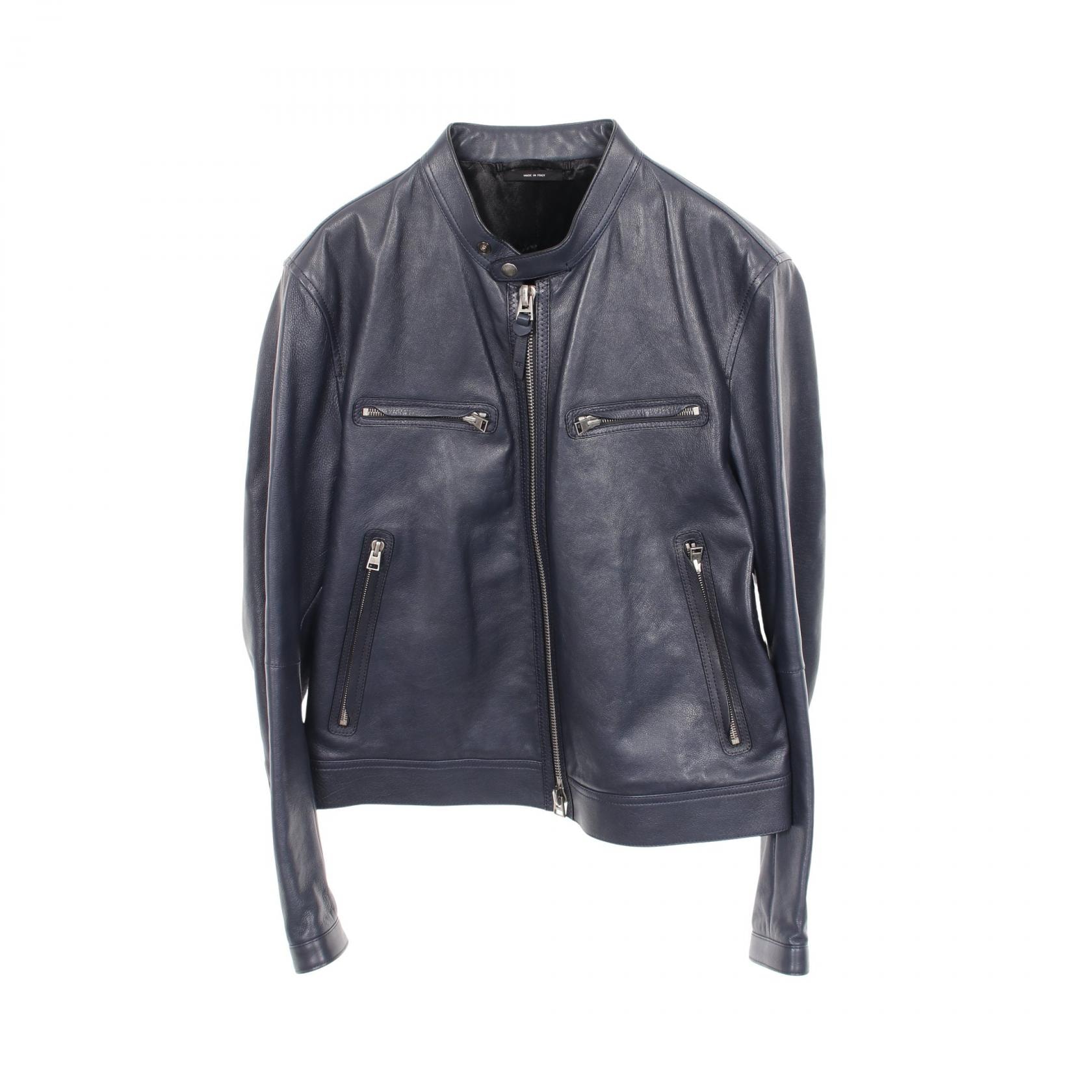 トムフォード TOM FORD ライダースジャケット 衣料品 アウター レザー メンズ ネイビー系 BW486TFL822 【中古】