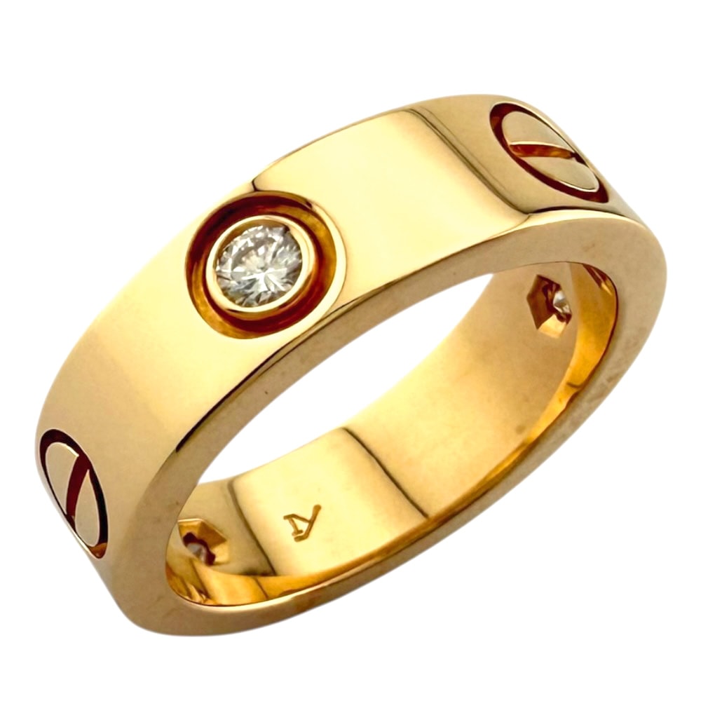 カルティエ ラブ ハーフダイヤ リング 指輪 10号 18金 K18イエローゴールド ダイヤモンド レディース CARTIER  中古